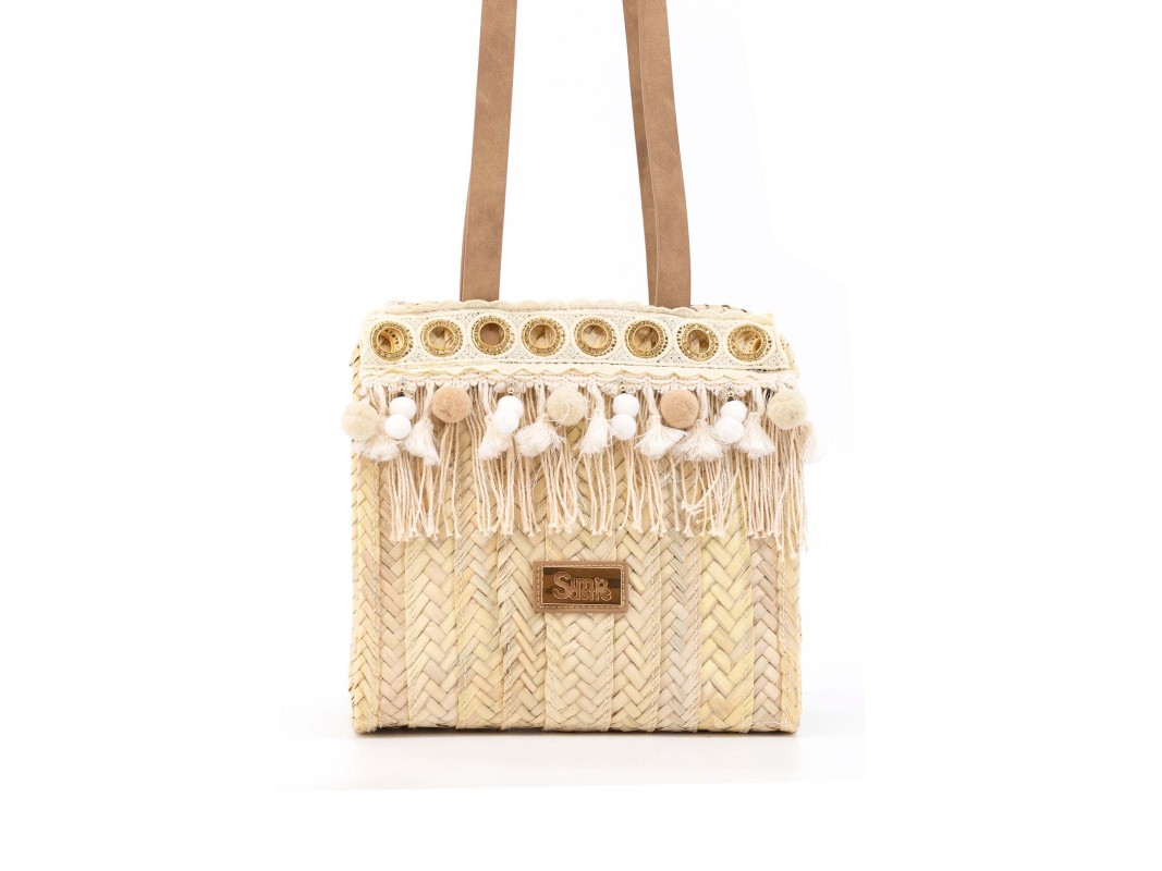 Bolso tipo maletin Bowling BALI Beige Bolso vegano mujer Simo Sastre